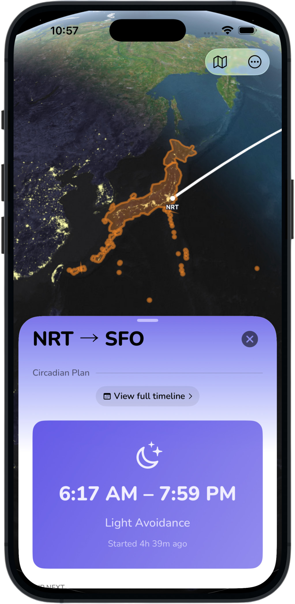 Avion Shift app — action detail view